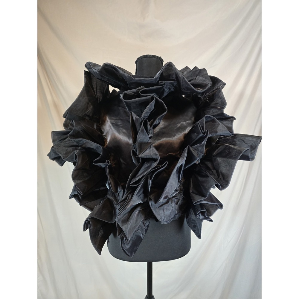Akira Womens Black Ruffle Blouse Sleeveless And Stylish XL Front Zip - Picture 2 of 6